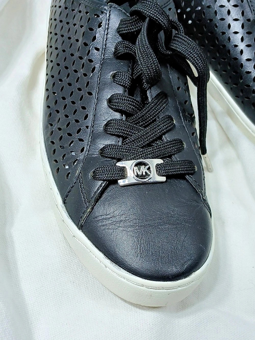 Michael Kors Perforated Leather Sneakers in Black - Picture 2 of 13
